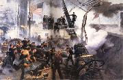 William Heysham Overend An August Morning with Farragut,The Battle of Mobile bay oil painting